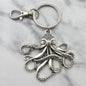 Octopus Keychain in Silver Toned Metal