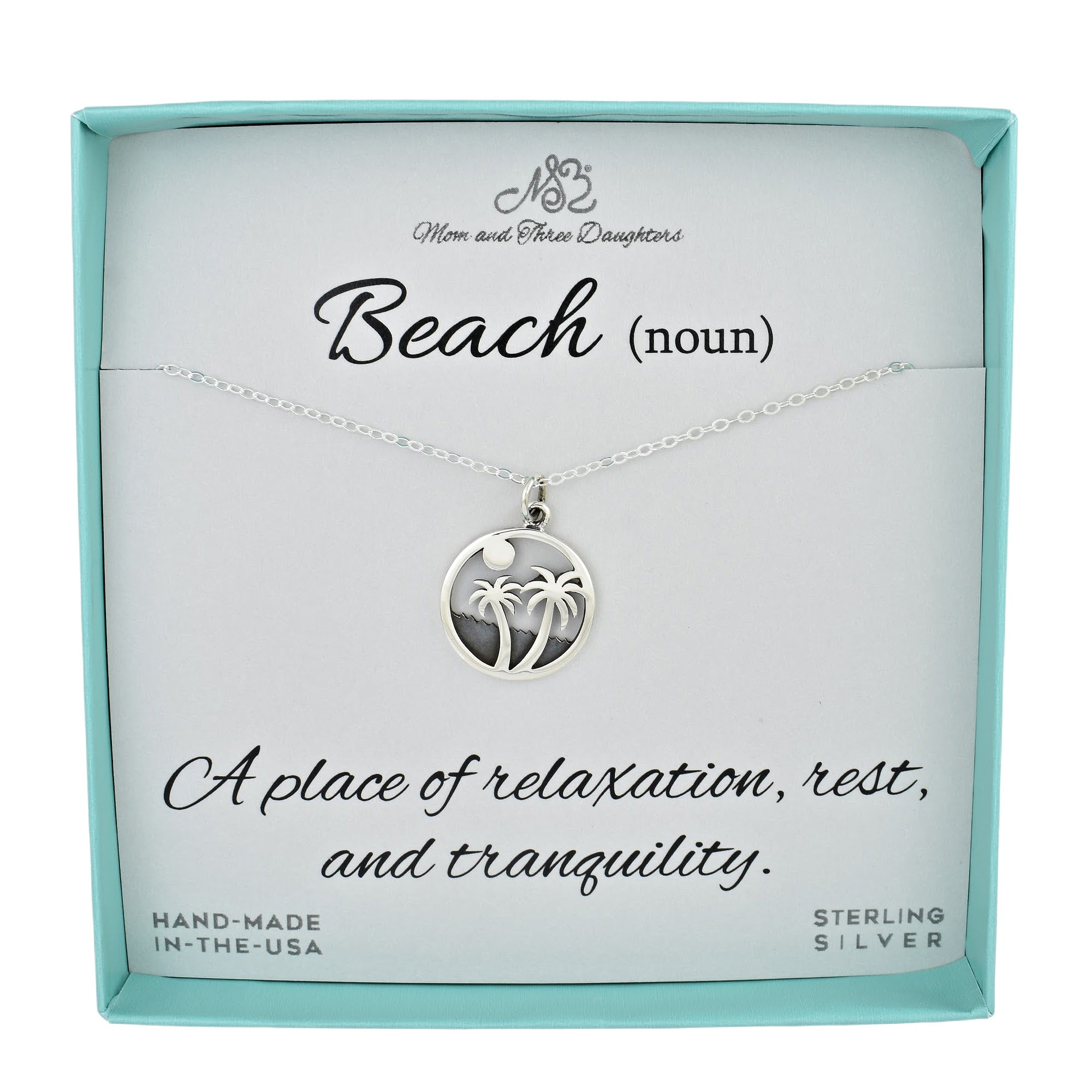 Palm Tree Beach Scene in Sterling Silver