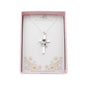 Cross with Floral Accent Necklace in Sterling Silver. First Communion. Baptism. Confirmation. Wedding. Cross Necklace. Christian.