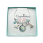 Kindergarten Graduation Bangle Bracelet Stainless Steel. Personalized with Crystal Birthstone