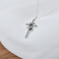 Cross with Floral Accent Necklace in Sterling Silver. First Communion. Baptism. Confirmation. Wedding. Cross Necklace. Christian.