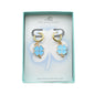 Blue or Pink Enamel Four Leaf Clovers suspended from Hoop Huggies. St. Patrick's Day Gifts. Lucky Gift. Clover Earrings. Shamrock Earrings.