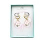 Blue or Pink Enamel Four Leaf Clovers suspended from Hoop Huggies. St. Patrick's Day Gifts. Lucky Gift. Clover Earrings. Shamrock Earrings.