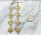 Gold Plated Flower Cutout Earrings Suspended on a Gold Stainless Stud. Filigree Earrings. Dangly Gold Earrings.