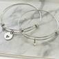 Mother and Daughter Heart Cutout Bangle Bracelet Set in Sterling Silver and Stainless Steel