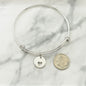 Mother and Daughter Heart Cutout Bangle Bracelet Set in Sterling Silver and Stainless Steel