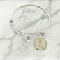 Mother and Daughter Heart Cutout Bangle Bracelet Set in Sterling Silver and Stainless Steel