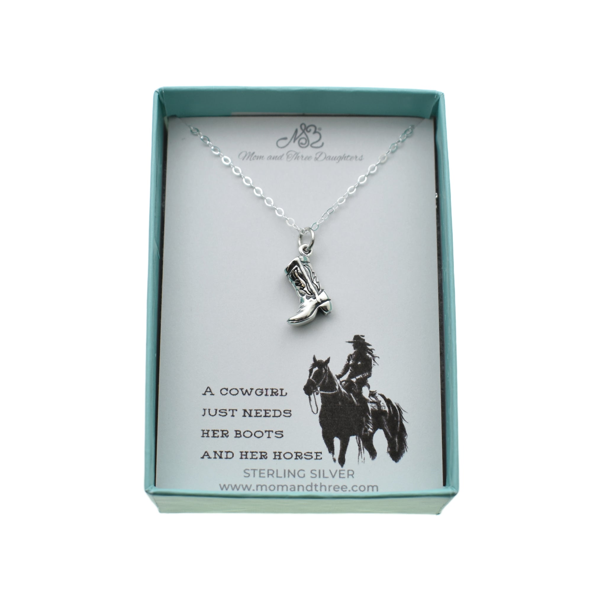 Cowboy Boot Necklace on a Sterling Silver Cable Chain. Western Jewelry. Cowgirl Boot Necklace.