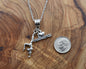 I Love Gymnastics Necklace in Silver Toned Metal
