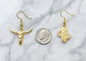 Gold Western Earring Sets in Gold Plated Zinc Alloy Metals. Cowboy Boot Earrings. Cactus and Bull Head Earrings. Enamel Sun Earrings.