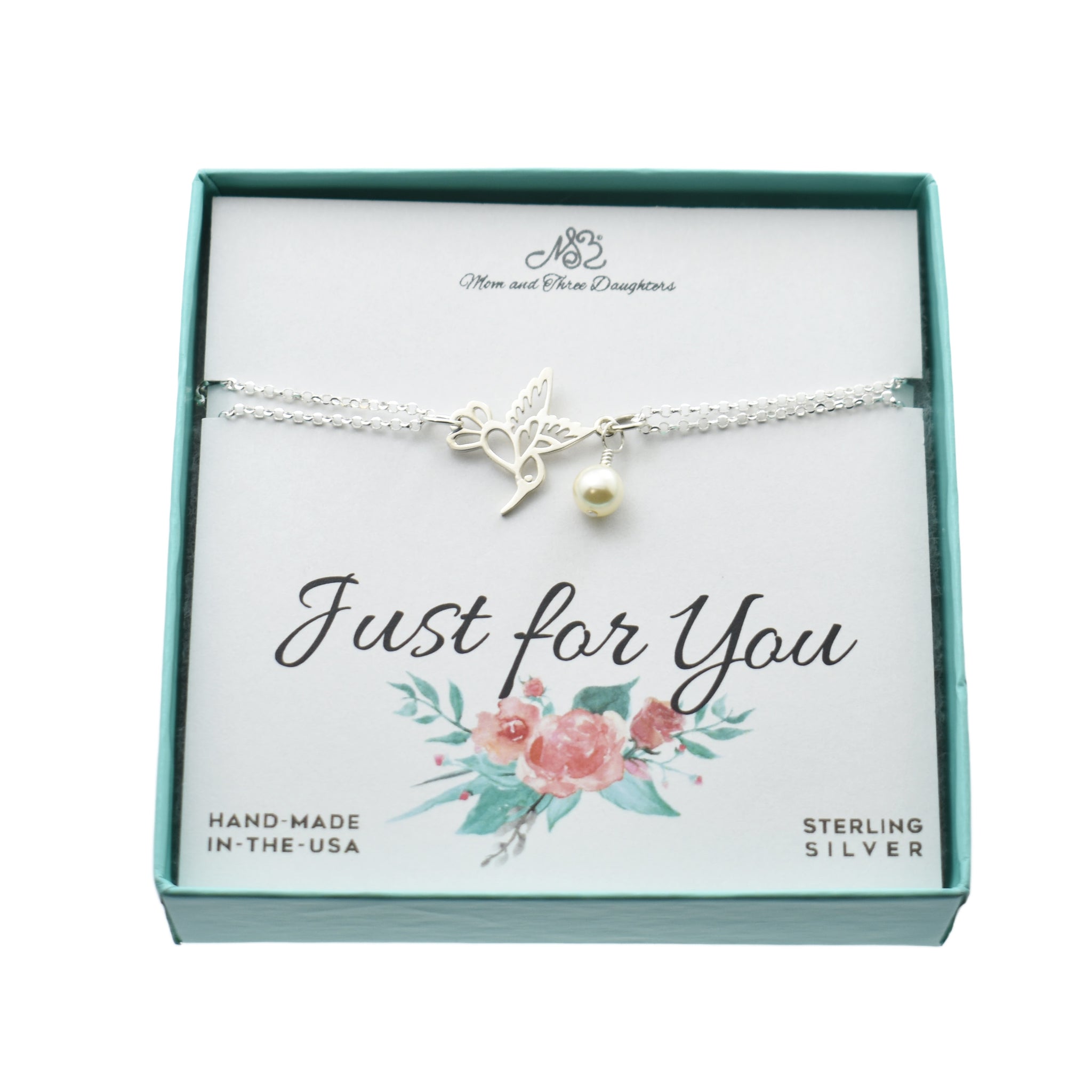 Double Strand Hummingbird Bracelet in Sterling Silver