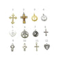 Holy Cross Glass Bead Bracelet. Daisy Spacers. Gold and Pearl Beaded Bracelet.
