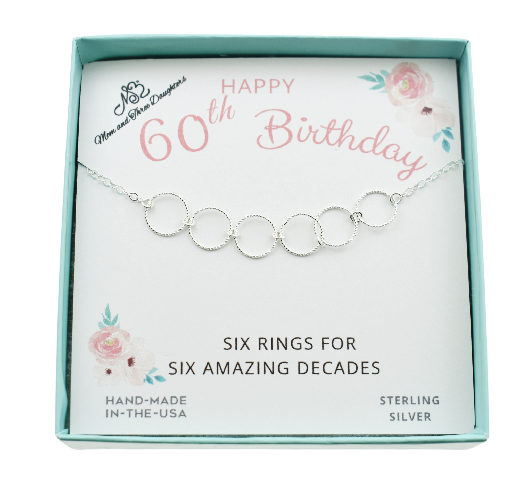 60th Birthday Six Circle Necklace in Sterling Silver