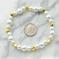 Gold and Pearl Beaded Bracelet Set. 6mm and 8mm. Hearts, Stars, Daisies. 6mm. 8mm.