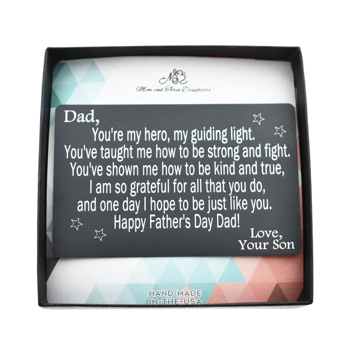 Custom Personalized Wallet Card for Father's Day. Gift from Son to Dad. Laser Engraved.