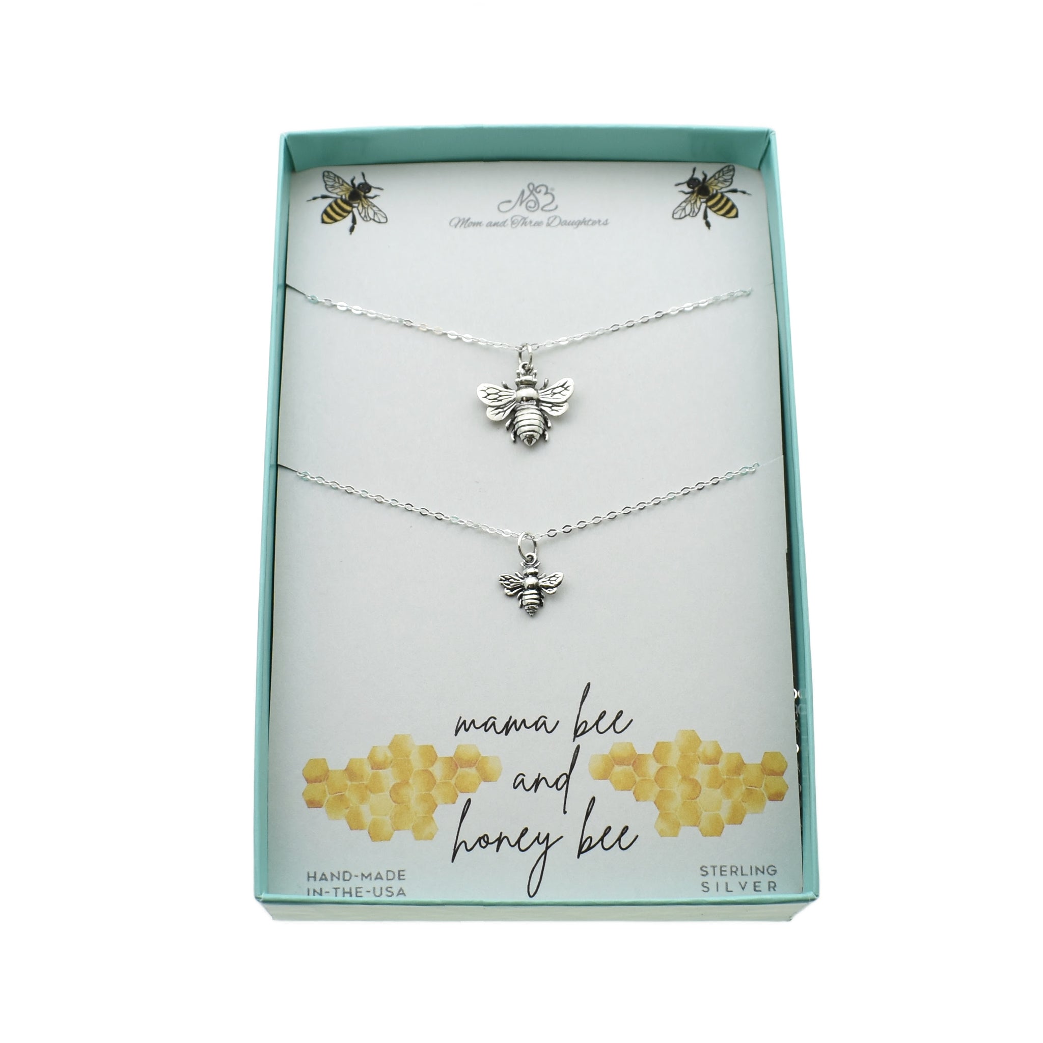 Mother Daughter Bee Necklaces. Mother Daughter Jewelry. Mama Bee and Honey Bee Necklace Set. Gift For Mom.