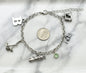 Silver Golf Bracelet. Personalized Birthstone and Initial Chain Link Bracelet.