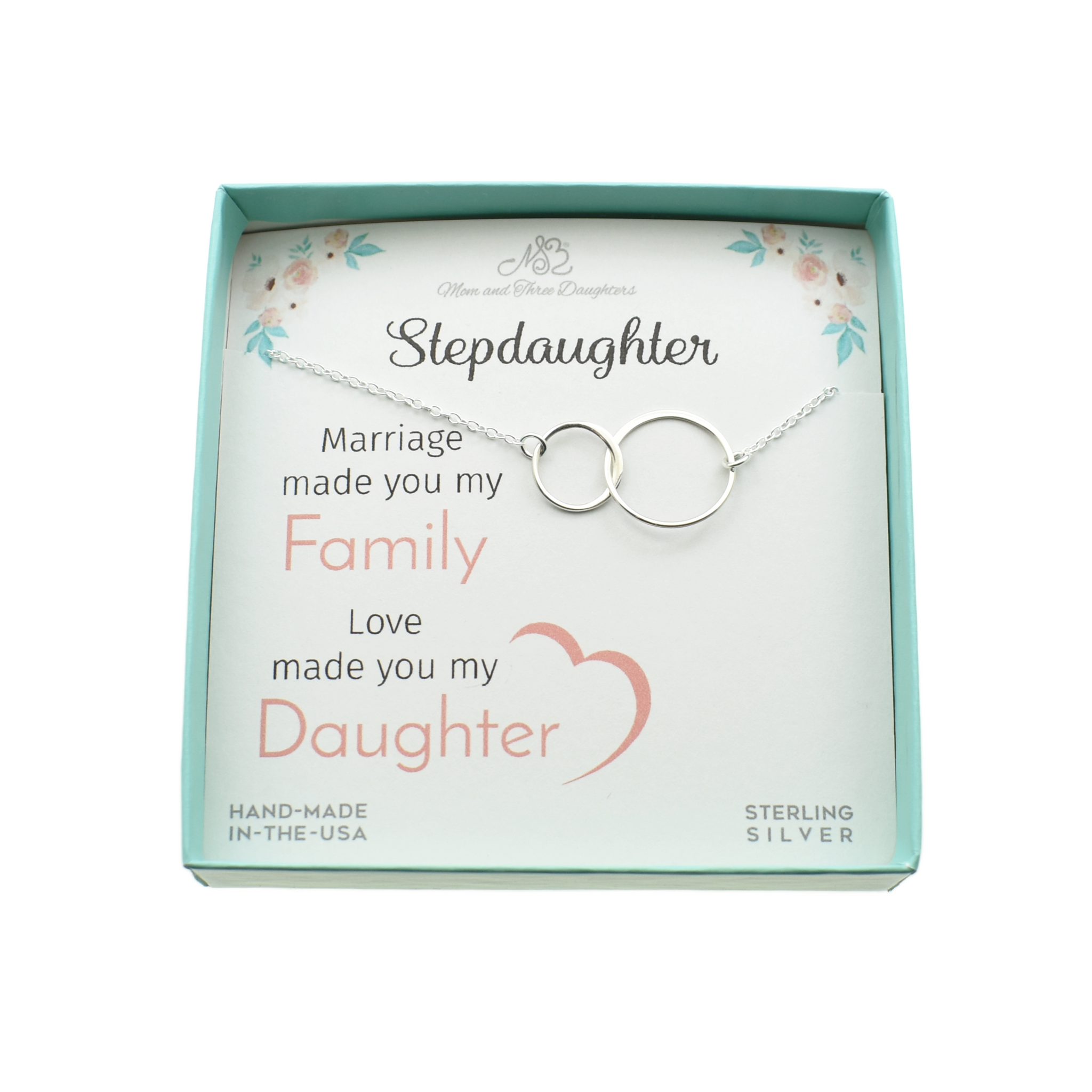 Stepdaughter Wedding Two Circles Necklace in Sterling Silver