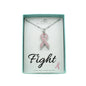 Breast Cancer Awareness Necklace. Personalized Initial and Crystal Pink Hope Ribbon.