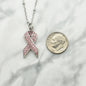 Breast Cancer Awareness Necklace. Personalized Initial and Crystal Pink Hope Ribbon.