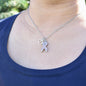 Breast Cancer Awareness Necklace. Personalized Initial and Crystal Pink Hope Ribbon.
