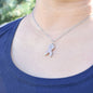 Breast Cancer Awareness Necklace. Personalized Initial and Crystal Pink Hope Ribbon.