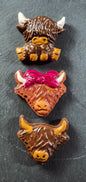 Magnet Set: Highland Cows. Polymer Clay Set of 3.
