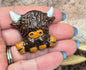 Magnet Set: Highland Cows. Polymer Clay Set of 3.