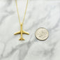 3D Jet Plane Necklace in Gold Plated Sterling Silver Aviation Charm