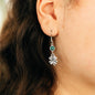 Silver Four Leaf Clover Earrings With Green Accent Charm.  Earrings hypoallergenic dangle.  St. Patrick's Day Earrings.