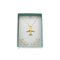3D Jet Plane Necklace in Gold Plated Sterling Silver Aviation Charm