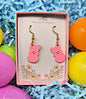 Bunny Handmade Polymer Clay Dangle Earrings. Pink or Yellow Bunny Marshmallow. 12mm x 21mm