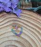 Same Sex Rainbow Pave Heart Necklace for Wife in Sterling Silver. Valentine's Day Gift