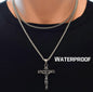 Men's Crucifix Necklace Set in Stainless Steel. Christian Men's Jewelry