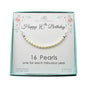 16th Birthday Crystal Pearl Bar Necklace in Sterling Silver